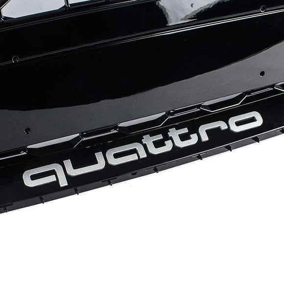 RS Style Grille - 8W A5/S5/RS5 Pre-Facelift - Black With Black Frame - Silver Quattro