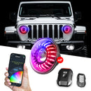 XK Glow 07-18 Jeep Wrangler JK 7in Headlight XKmax RGBW LED 2pc XKchrome Bluetooth App Cntl Kit-1