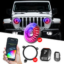 XK Glow 2019+ Jeep Wrangler JL/JT 7in Headlight XKmax RGBW Kit w/ Mnt Brkt App Cntrl 2pc-1