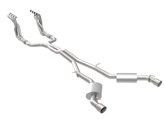 2" HEADERS & GREEN EXHAUST KIT W/POLISHED DUAL TIPS. 2016-2024 CAMARO SS.