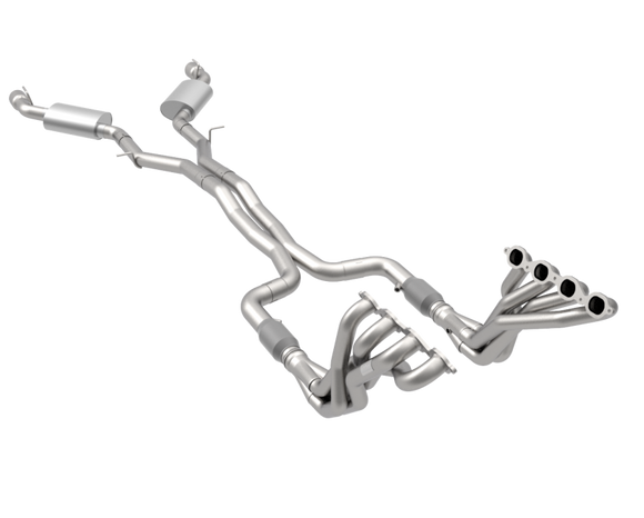2" HEADERS & GREEN EXHAUST KIT W/POLISHED DUAL TIPS. 2016-2024 CAMARO SS.