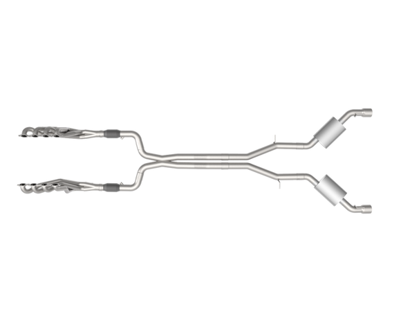 2" HEADERS & GREEN EXHAUST KIT W/POLISHED DUAL TIPS. 2016-2024 CAMARO SS.