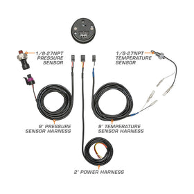 2-1/16" 10 Color Digital Dual 400 PSI Transmission Pressure & 300F Temperature Gauge Kit - 0