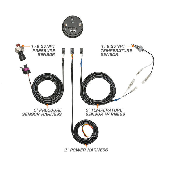 2-1/16" 10 Color Digital Dual 400 PSI Transmission Pressure & 300F Temperature Gauge Kit