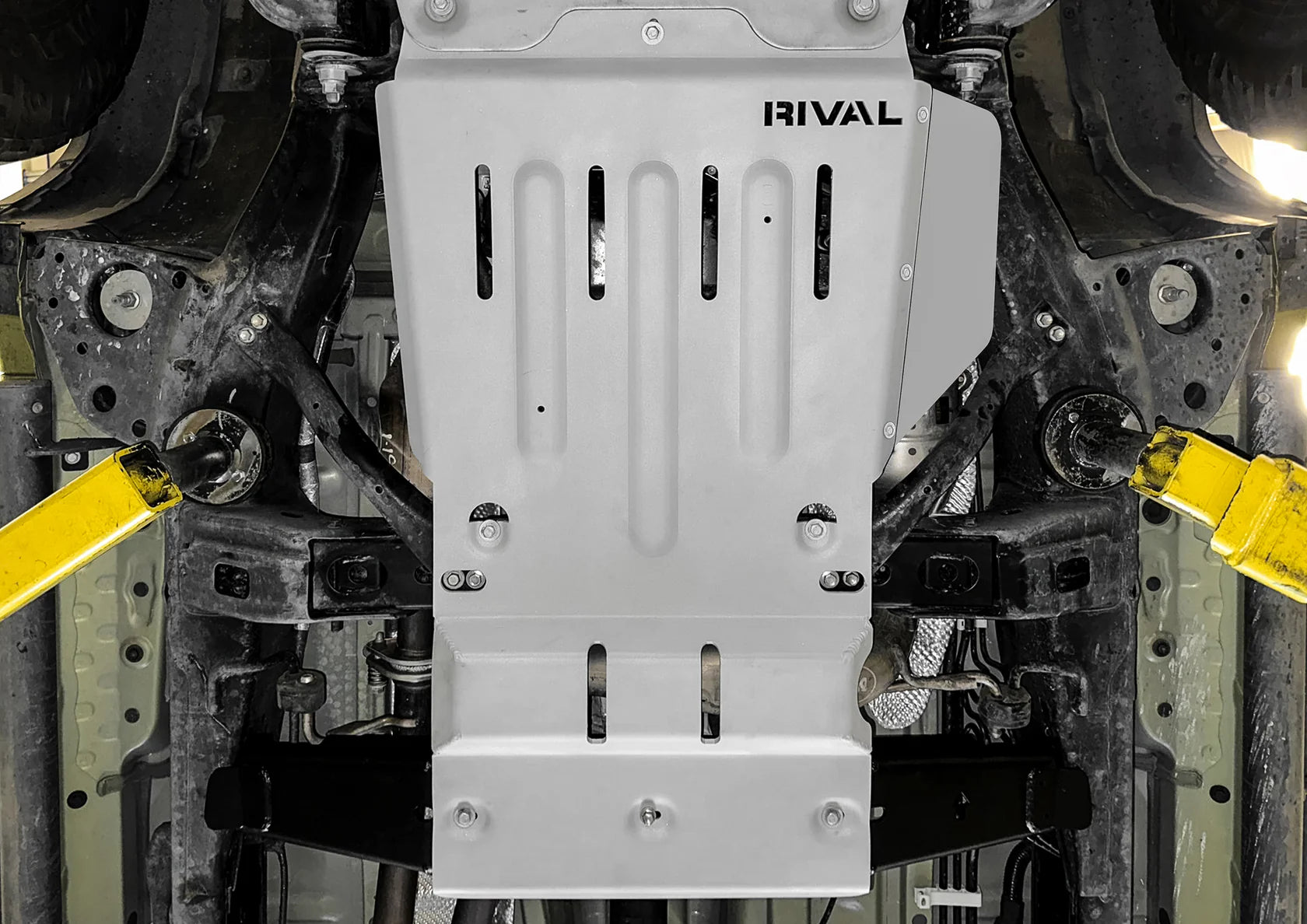 RIVAL Aluminum Transmission Catalytic Converter Skid Plate Toyota Tacoma 3Gen 4WD 2016-2023 Compatible with TRD Skid Plate - 0