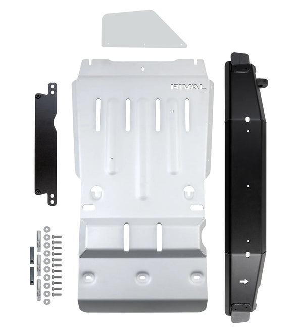 RIVAL Aluminum Transmission Catalytic Converter Skid Plate Toyota Tacoma 3Gen 4WD 2016-2023 Compatible with TRD Skid Plate