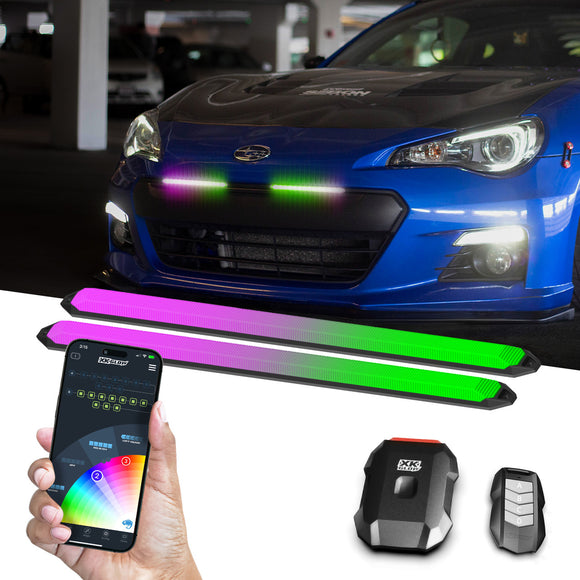XK Glow 9in XKmax DRL Truck Grill Flexible Light App Cntl Bar 2pc