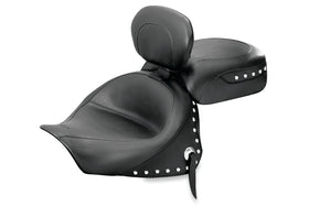 Mustang 03-08 Kawasaki Vulcan 1600 Classic,05-08 Nomad Tour 2PC Seat w/Driver Backrest Studs - Black