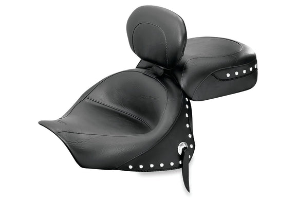 Mustang 03-08 Kawasaki Vulcan 1600 Classic,05-08 Nomad Tour 2PC Seat w/Driver Backrest Studs - Black