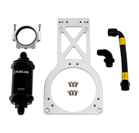 Fuelab Fuel Surge Upgrade Filter Kit (Bracket/Hardware/Hose Assembly/90 Degree Fitting) - 235mm