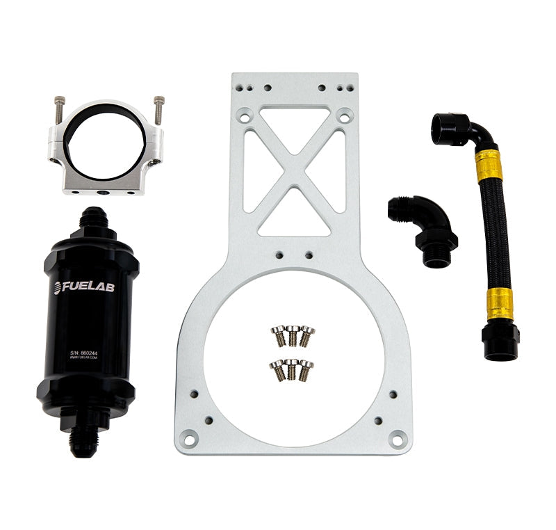 Fuelab Fuel Surge Upgrade Filter Kit (Bracket/Hardware/Hose Assembly/90 Degree Fitting) - 235mm