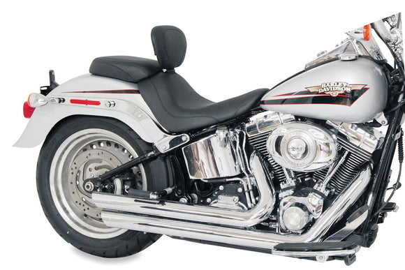 Mustang 06-17 Harley Softail Wide Tire(200mm)Wide Tripper Solo Seat w/Driver Backrest - Black