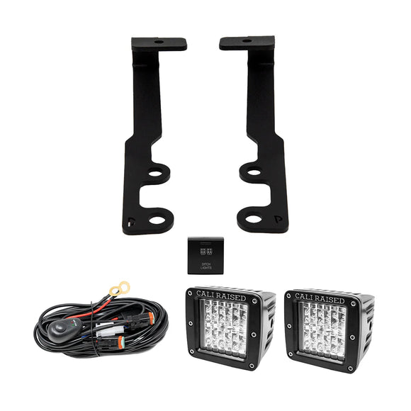 Cali Raised 2024+ Toyota Tacoma Ditch Light Bracket Kit - 2 3X2 18W Led Pods/Toyota Oem SQ Style