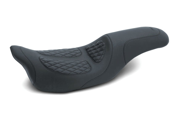 Mustang 08-21 Harley Electra Glide, Rd Glide, Rd King, Str Glide 1PC Seat w/Diamond Stitch - Black