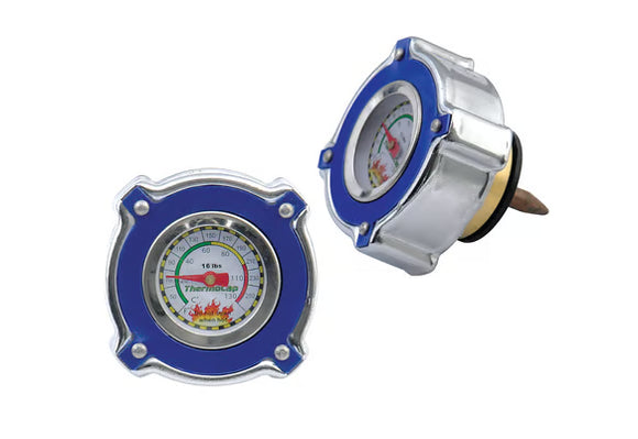 Mr. Gasket Thermocap - 16 PSI - Blue Fits most import radiators.