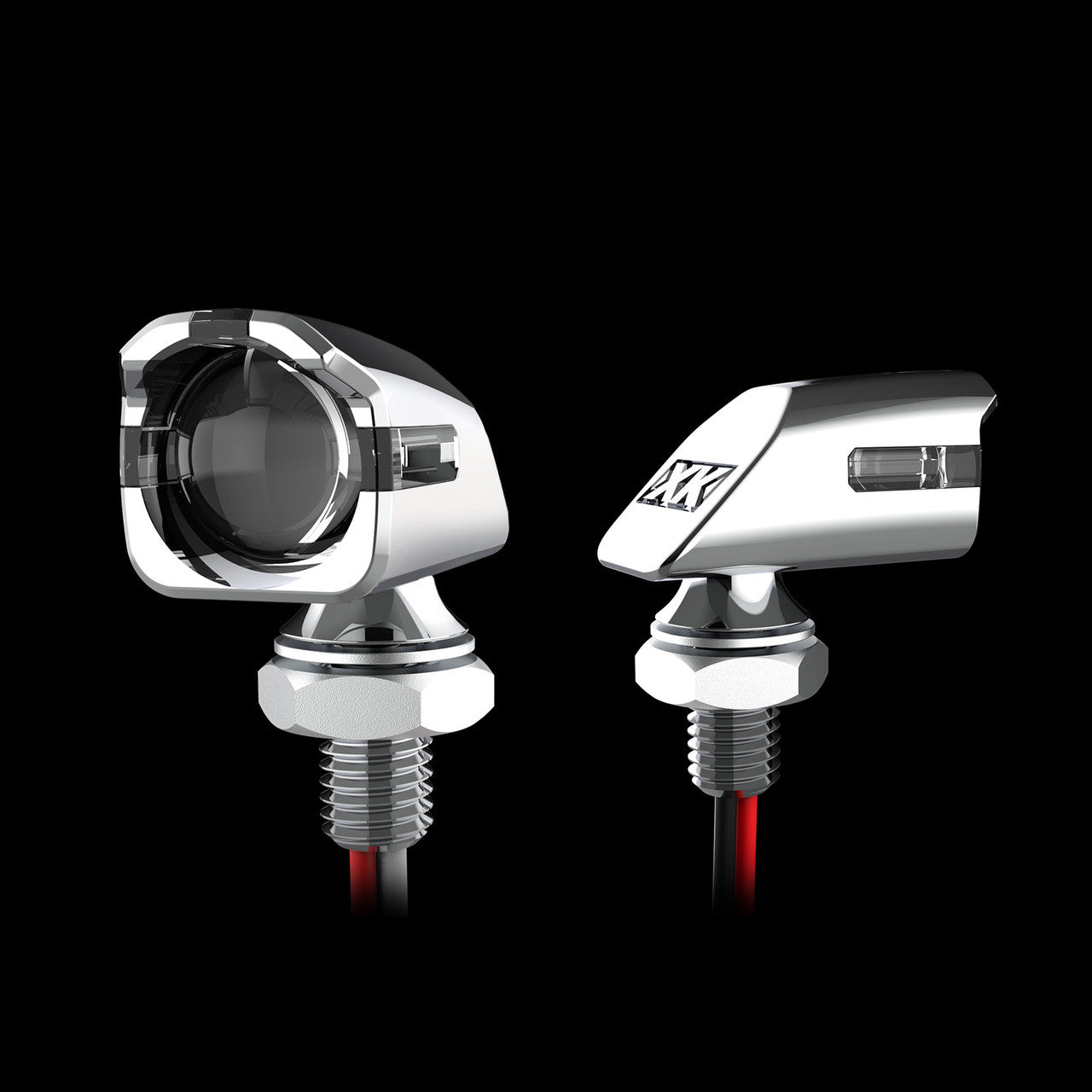 XK Glow Mini Red Turn Signal Chrome x2