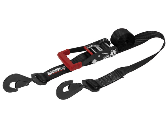 SpeedStrap 2In x 10Ft Ratchet Tie Down w/ Twisted Snap Hooks, Black