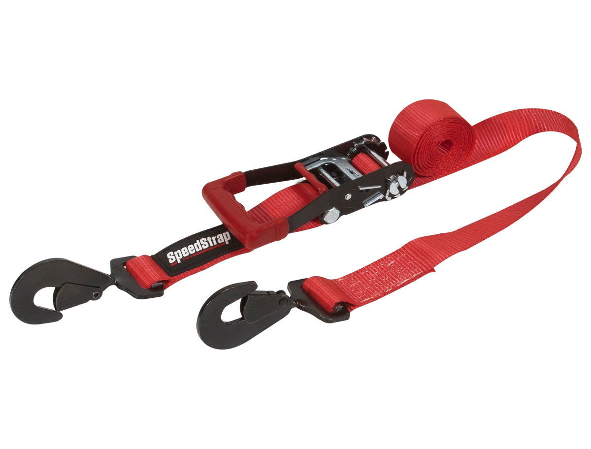 SpeedStrap 2In x 10Ft Ratchet Tie Down w/ Twisted Snap Hooks - Red