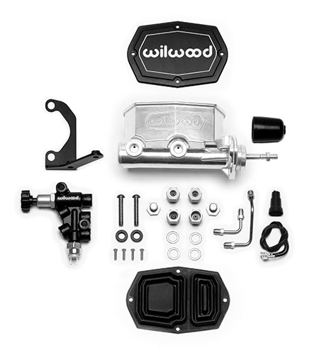 Wilwood Compact Tandem M/C - 7/8in Bore - w/Bracket and Valve (Pushrod) - Ball Burnished
