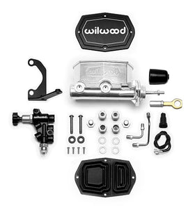 Wilwood Compact Tandem M/C - 7/8in Bore w/Bracket and Valve fits Mustang (Pushrod) - Ball Burnished