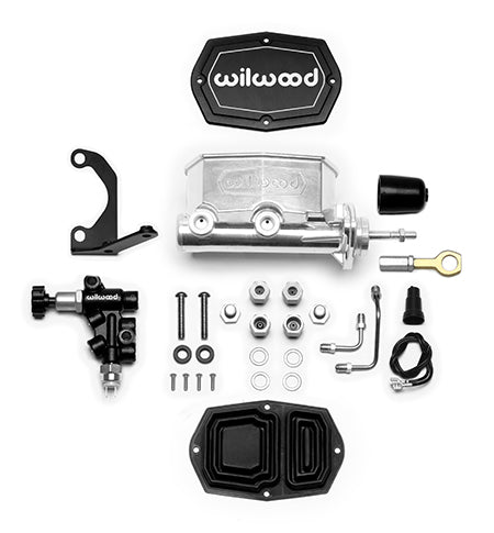 Wilwood Compact Tandem M/C - 15/16in Bore w/Bracket and Valve fits Mustang (Pushrod) Ball Burnished