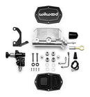 Wilwood Compact Tandem M/C - 1.12in Bore w/Bracket and Valve fits Mustang (Pushrod) - Ball Burnished-1