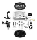 Wilwood Compact Tandem M/C - 7/8in Bore w/RH Bracket and Valve (Mustang Pushrod) - Ball Burnished-1