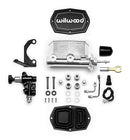 Wilwood Compact Tandem M/C - 1.12in Bore w/RH Bracket and Valve (Mustang Pushrod) - Ball Burnished-1