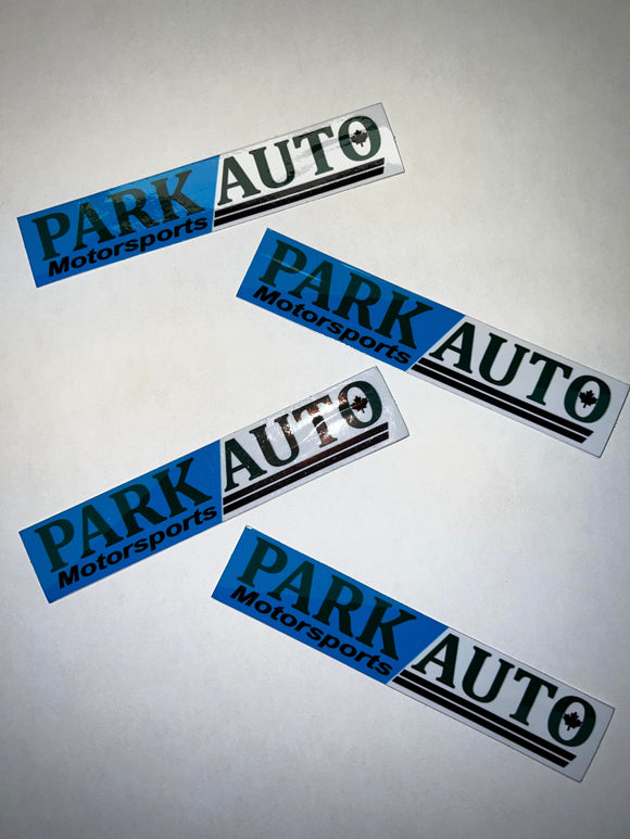 PARK AUTO MOTORSPORTS STICKER  PAIR SMALL COLOR LOGO