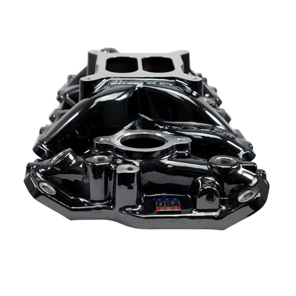 EDELBROCK Performer EPS Intake Manifold for 1955-86 Small-Block Chevy, Black Plasma Finish
