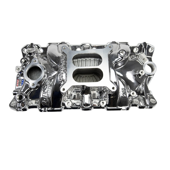 Edelbrock EPS Intake Manifold for 1955-86 Small-Block Chevy, Chrome Plasma Finish