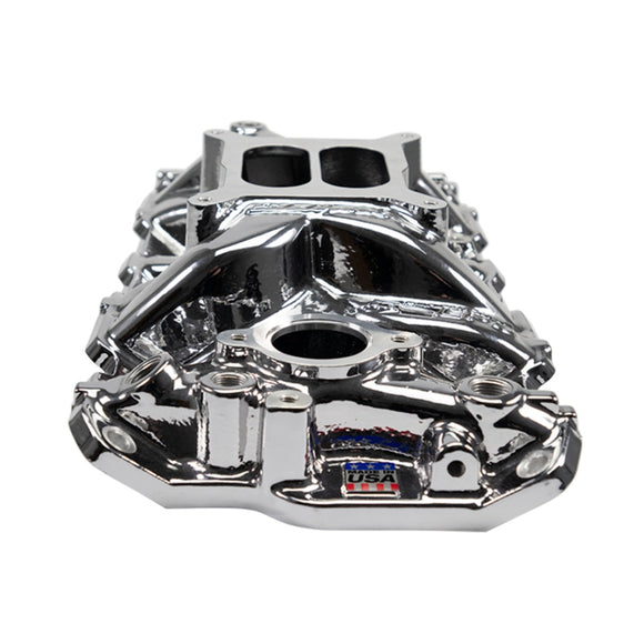 Edelbrock EPS Intake Manifold for 1955-86 Small-Block Chevy, Chrome Plasma Finish