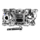 EDELBROCK Performer EPS Intake Manifold w/Oil Fill Tube; Small-Block Chevy, Chrome Plasma-1