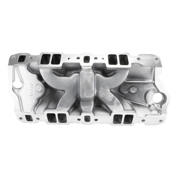 EDELBROCK Performer EPS Intake Manifold w/Oil Fill Tube; Small-Block Chevy, Chrome Plasma