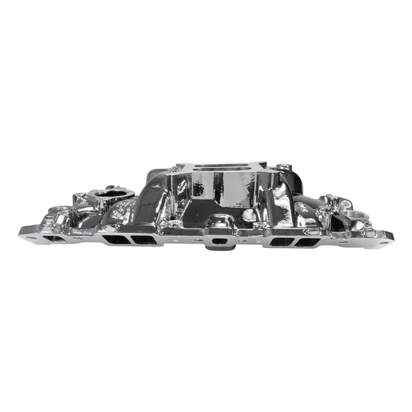 EDELBROCK Performer EPS Intake Manifold w/Oil Fill Tube; Small-Block Chevy, Chrome Plasma