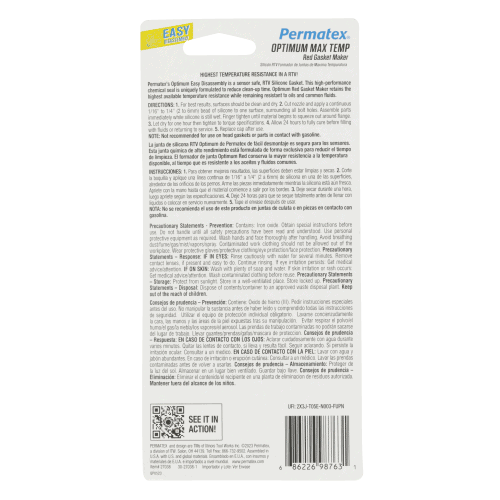 Permatex Optimum Red High-Temp Gasket, 80 ml