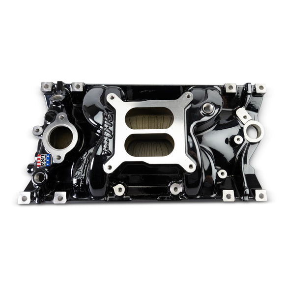 Edelbrock Perf EPS Manifold for Small-Block Chevy Vortec, Black Plasma Finish