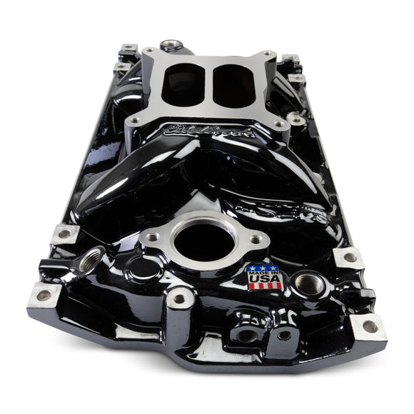 Edelbrock Perf EPS Manifold for Small-Block Chevy Vortec, Black Plasma Finish