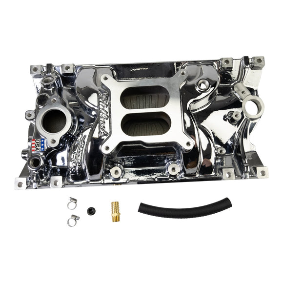 Edelbrock Perf EPS Manifold for Small-Block Chevy Vortec, Chrome Plasma Finish