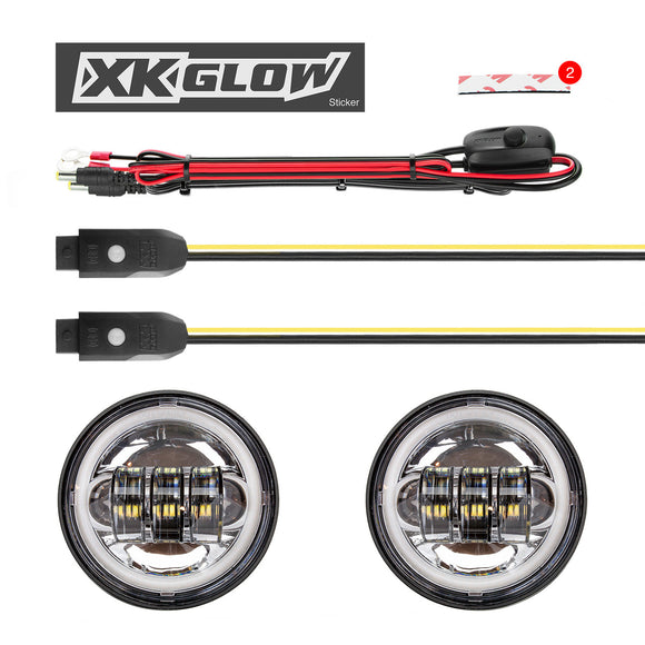 XK Glow 4.5In Chrome RGB LED Harley Running Light XKchrome Bluetooth App Controlled Kit