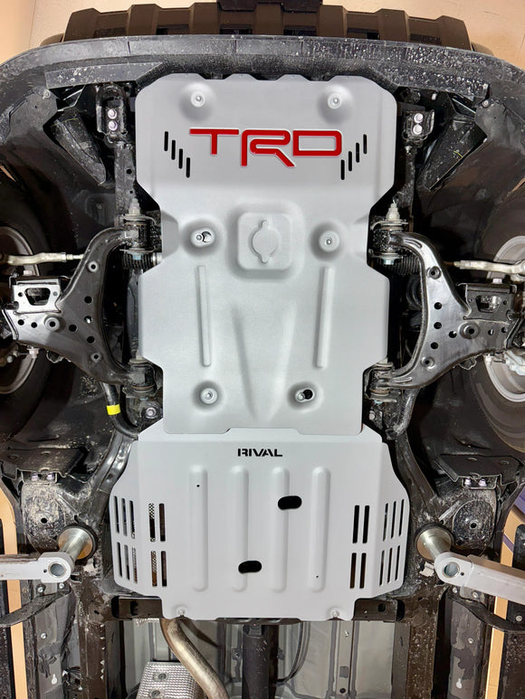 RIVAL Aluminum Transmission Catalytic Converter Skid Plate 2024-2025 Toyota Tacoma 4Gen Hybrid Compatible With TRD* | 2024-2025 Toyota Land Cruiser Hybrid | 2025 Toyota 4Runner 6Gen Hybrid