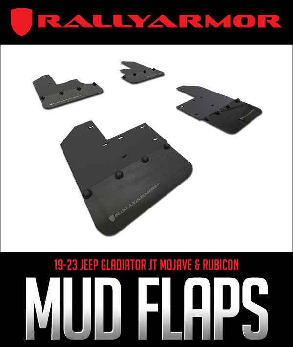 RALLY ARMOR MUD FLAPS: 2019–2023 JEEP GLADIATOR JT MOJAVE & RUBICON