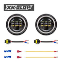 XK Glow Black 2pc. Motorcycle Driving Lights w/ Amber Halo-1