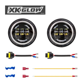 XK Glow Black 2pc. Motorcycle Driving Lights w/ Amber Halo