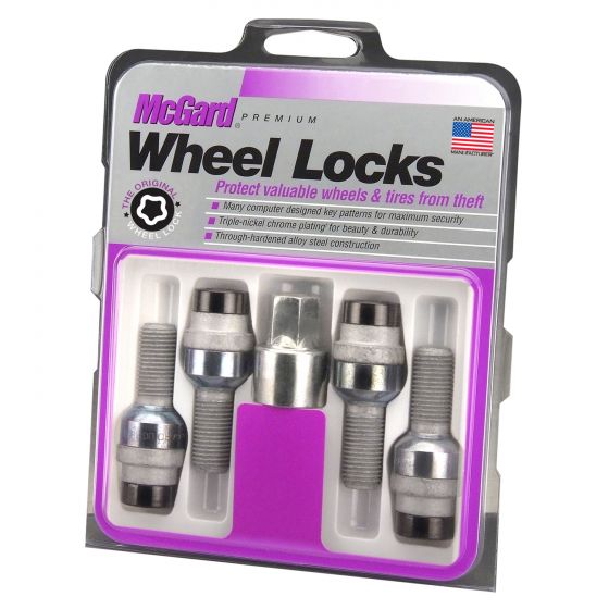 McGard Wheel Lock Bolt Set - 4pk. (Radius Seat) M14X1.5 / 17mm Hex / 28.2mm Shank Length - Black
