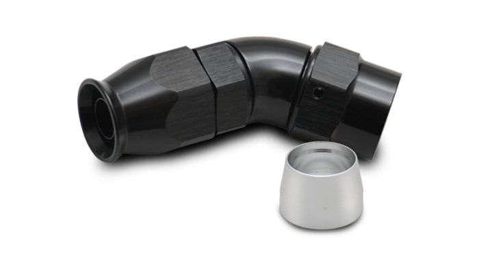 Aluminum 45 deg One Piece Hose End for PTFE lined hose; Size: -8AN