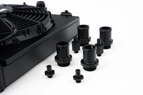 Universal Half Radiator - Evo 7/8/9 / 92-00 Civic - w/ SPAL Fan & Shroud - Black - 0