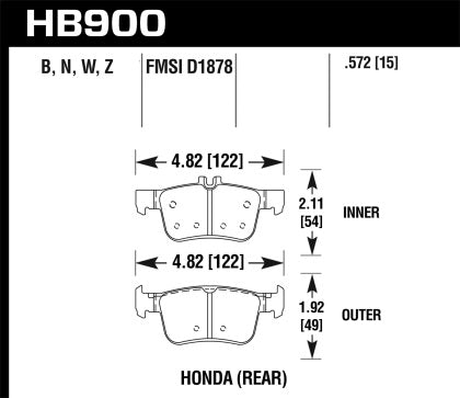 Hawk 16-19 Honda Civic DTC-30 Race Rear Brake Pads - 0