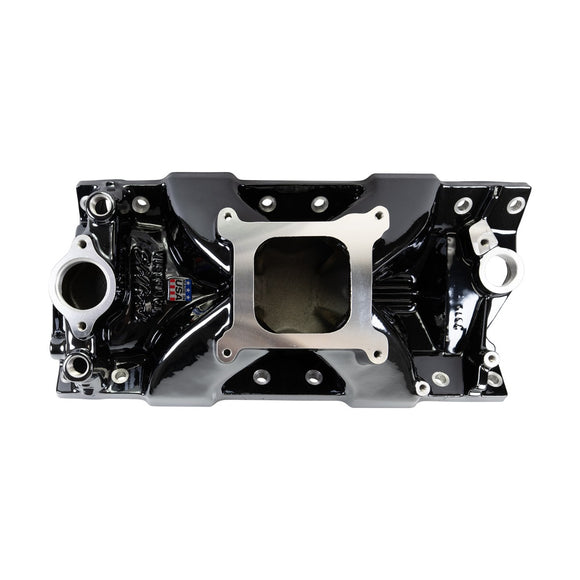 EDELBROCK Victor Jr. 23 Degree Black Plasma Intake Manifold Small-Block Chevy