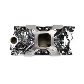 EDELBROCK Victor Jr. 23 Degree Intake Manifold For Small-Block Chevy, Chrome Plasma Finish